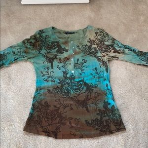 Boston Proper Long Sleeve Floral T-shirt.